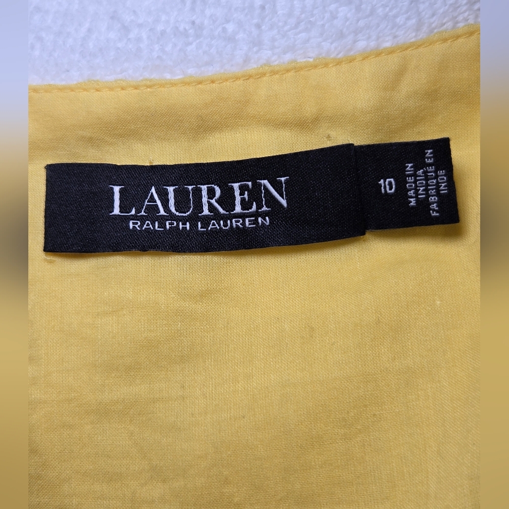 Lauren Ralph Lauren Firmato Yellow Midi Dress Size 10 - Picture 9 of 16